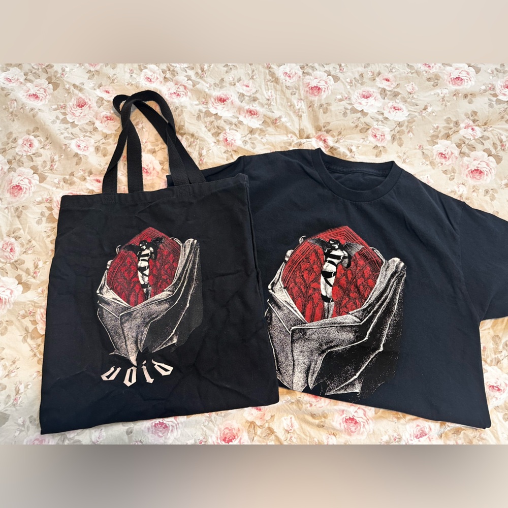 Black Goth Tee and Tote Set from Sarai Nissan